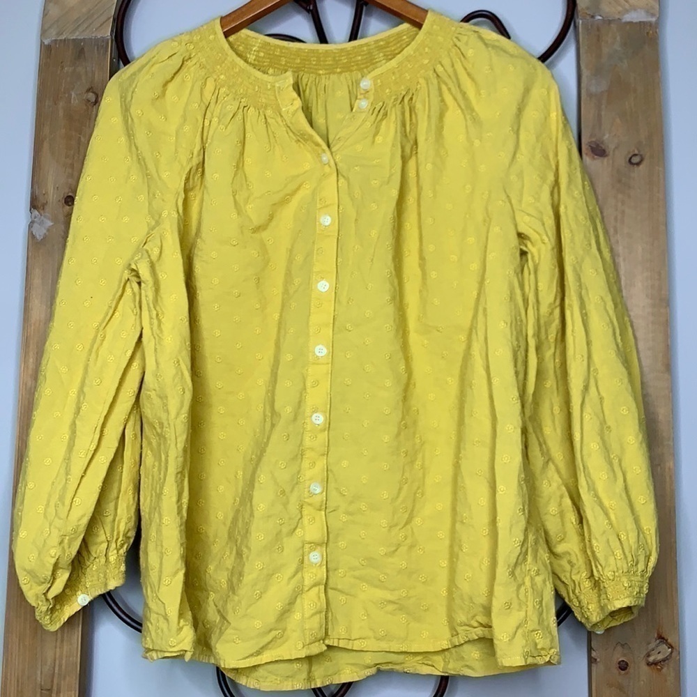 Madewell smocked neck floral embroidered long sleeve top - Picture 5 of 7